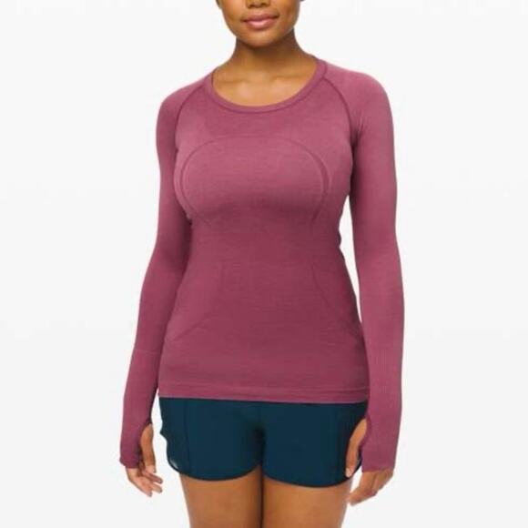 Lululemon Switfly Tech Long Sleeve Top Womens 8 Pink Thumbholes Yoga Athleisure - Picture 1 of 6